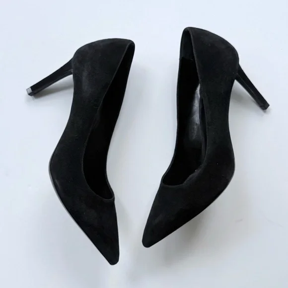 Saint Laurent Black Suede Pointed Toe High Heel Pumps 37 - Picture 2 of 16